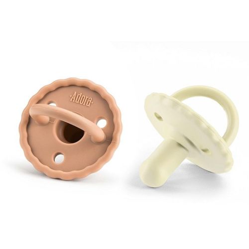 Baby Soother Pacifiers Teether - Scalloped Paci Is Suitable For Toddlers To Grasp And Self Soothe For Teething Relief - Vanilla / Luggage