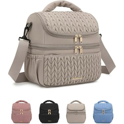 LEADVENST Breastmilk Cooler Bag - Large Capacity 12L & 10-Hour Insulated Bottle Cooler Bag with Detachable Divider for Tall Baby Bottles | Dual Deck Lunch Box for Women | Breast Pump Bags for Work