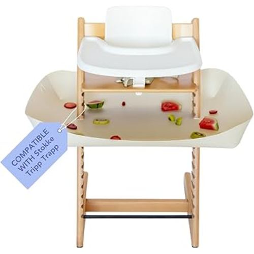 CATCHY -Food Catcher-Compatible with Stokke Tripp Trapp High Chair +11 Other High Chairs-Highchair Sold Separately-Baby & Toddler Food & Mess Catcher-Premium Linen Inspired -Under High Chair Accessory