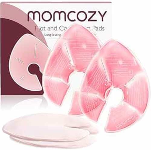 Momcozy Larger Breast Therapy Packs, Hot and Cold Breast Pads with 2 Soft Covers, Breastfeeding Essentials for Relieve Clogged Ducts, Nipple Pain, Engorgement, 2 Pack