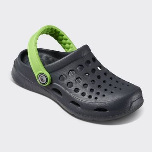 Joybees Toddler Harper Slip-On Clogs - Charcoal/Lime 8-9T: Non-Marking Sole, Medium Width, Closed Round Toe