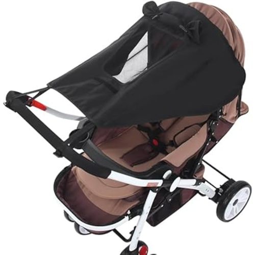 Stroller Sun Shade - UPF 50+ UV Protection Stroller Shade with See Through, Universal Stroller Cover for Sun Waterproof Stroller Shade Extender, Breathable Baby Stroller Sun Protection Accessories