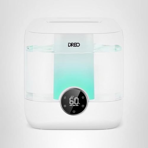 DREO 6L Top Fill Humidifiers for Bedroom, 60H Runtime 28 dB Quiet Supersized Cool Mist Air Humidifiers for Large Room, Baby Nursery, Plant, Indoor, Night Light, Easy to Clean, Precise Humidity Control