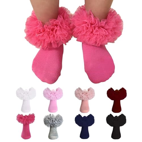 TWINKLING AT DOWN Girls Ruffle Socks Fluffy Ruffle Princess Dress Socks Newborn/Infant/Toddler/Girls