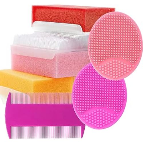 Baby Bath Sponges for Newborns - Baby Cradle Cap Brush - Cradle Cap Comb for Babies (Pack of 6) (Mixed Color A)