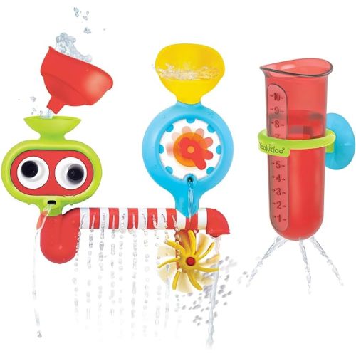Yookidoo Baby Toddler Bath Wall Toy (Ages 1-3) Waterfall Spinning Gears & Rotating Googly Eyes - Mold Free - Attach to Any Tub or Shower - Spin N Sprinkle Water Lab - Great for Boys, Girls,& Kids - Solid