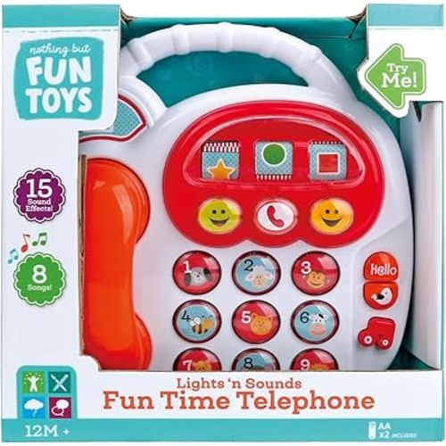 Lights and Sounds Fun Time Telephone Designed for Children Ages 12+ Months, Multicolor