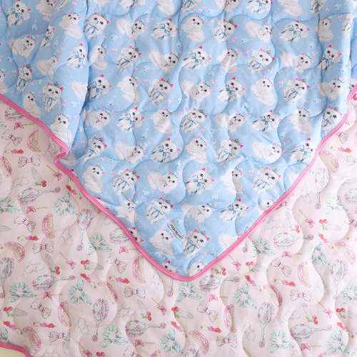 Kitty Blue Reversible Baby Blanket | Dixie Cat & Carlita