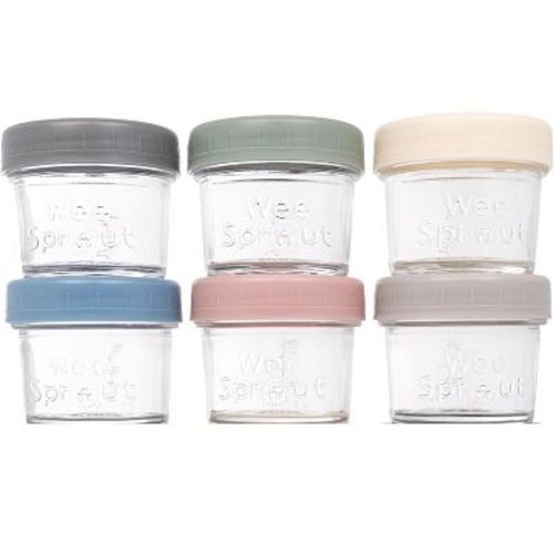 Weesprout Glass Baby Food Storage Jars W/ Lids - 4oz, 6 Pack Set