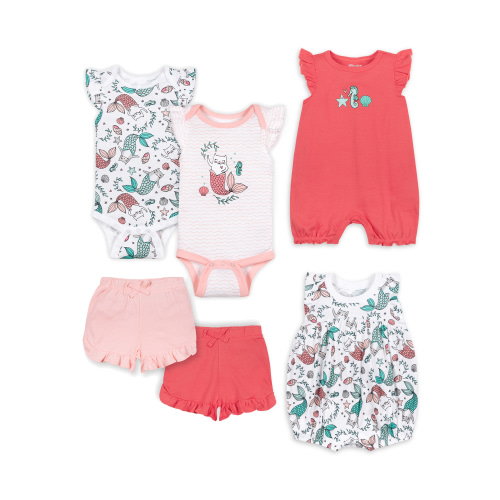 Little Star Organic Baby Girl 6 Pc Mix n Match, Size Newborn - 24 Months