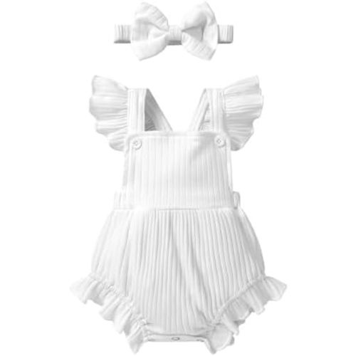 YOUNGER TREE Newborn Baby Girl Clothes Solid Color Ruffle Sleeveless Romper Infant Summer Jumpsuit Outfit