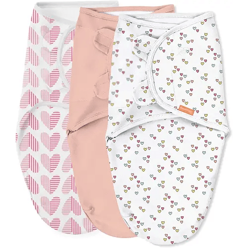 SwaddleMe Original Swaddle - Size Small/Medium, 0-3 Months, 3-Pack (Baby Hearts) Easy to Use Newborn Swaddle Wrap Keeps Baby Cozy and Secure and Helps Prevent Startle Reflex
