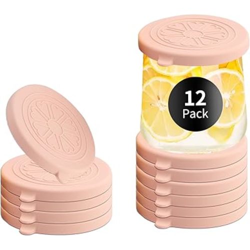 Oui Yogurt Jar Lids Silicone | Covers Fit For 5 Oz Oui Yogurt Glass Jars | Perfect For Oui Yogurt Bottle with Label | Lids Only | Food-Grade/Leakproof/Reusable | 12Pcs Flesh Colors