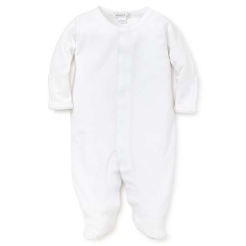 White Kissy Basics Footie - 0-3 Months