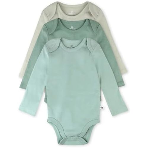 HonestBaby Baby 3-Pack Long Sleeve Bodysuits One-piece Organic Cotton for Infants
