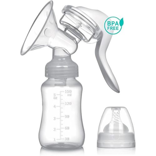 Manual Breast Pump and Milk Collector - Innovative Design, Silicone Manual Breast Pump Hand Pump- BPA Free, 150 ml Collector, Hand Express, FSA Eligible Breastfeeding