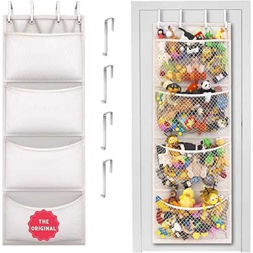The Original Stuffed Animal Storage (Patented) - Over Door Organizer for Stuffies, Baby Ideas Holder, Toy Plush Storage/Hammock Hanging Storage Net Big Girls Toddler Large Bag Animals