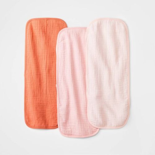 Baby 3pk Basic Muslin Burp Cloth - Cloud Island™ Pink