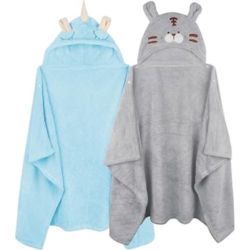 Toddler Hooded Towel Kids Bath Towels Baby Bath Towels for Boy Girl 0-5 Years, 2-Pack Soft & Absorbent Toddler Bath Towel Baby Hooded Bath Towels for Babies, Thick Large 50''x32'' Hooded Baby Towels