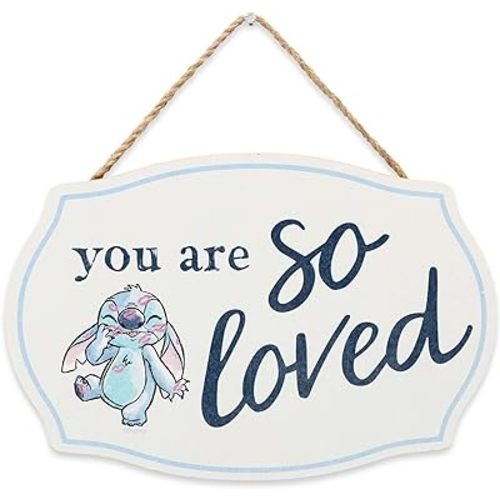 Disney Lilo and Stitch You Are So Loved Hanging Wood Wall Decor - Adorable Stitch Sign - Great Gift Idea