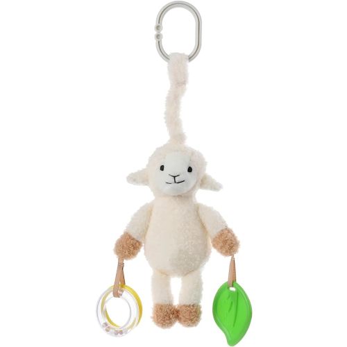 Apricot Lamb Baby Stroller or Car Seat Activity and Teething Toy, Features Plush Lamb Sheep Character, Gentle Rattle Sound & Soft Teether, 8.5 Inches