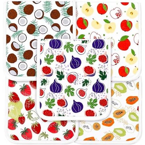 KiddyStar 5 Pack Organic Cotton Burp Cloths, Soft 3 Layer Absorbent Towels for Newborn Feeding & Spit Up