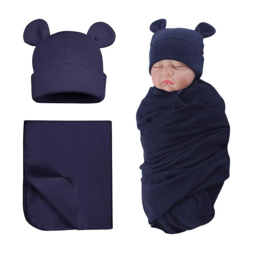 Entyinea Swaddle Blankets for Unisex Receiving Blanket Soft Breathable Baby Swaddles for Boys & Girls,Navy