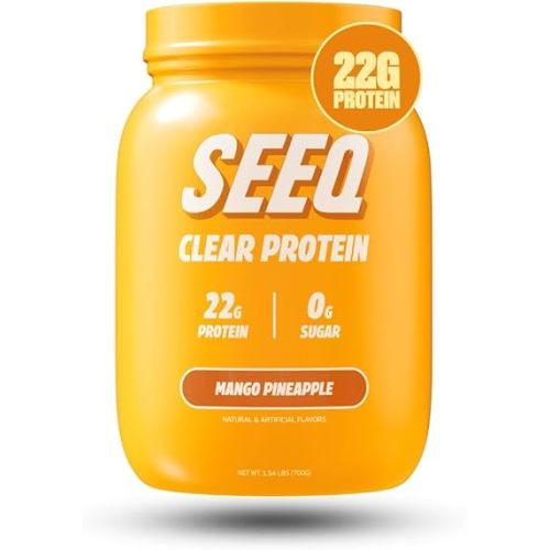 SEEQ Clear Whey Isolate Protein Powder, Mango Pineapple - 25 Servings, 22g Protein Per Serving - 0g Lactose, Sugar-Free, Keto-Friendly, Soy Free - Juice-Like Protein, Post-Workout Recovery
