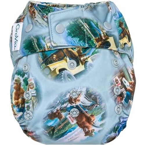 GroVia Bear in Mind Hybrid Cloth Baby Diaper Snap Shell