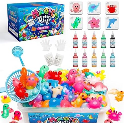Kiditos Magic Water Elf Toy Kit,Aqua Fairy Water Gel Kit-10 Magic Gels&6 Molds-Make Your Own Water Pets&Squishy Toys–Fun Summer DIY Craft Kit,Birthday Gifts&Party Favors for Kids Ages 3+