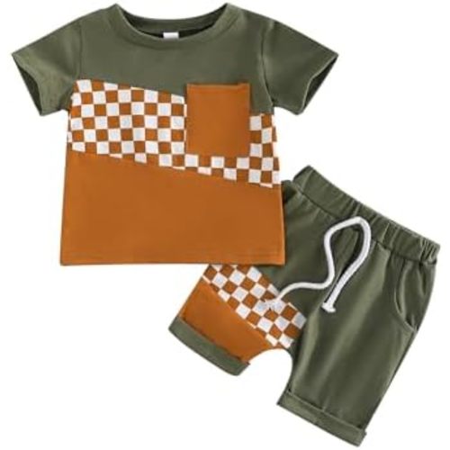 SUREPOCH Baby Boy Clothes Set Summer Toddler Short-Sleeve Shirt & Elastic Waist Shorts Set For Baby Boy Outfits