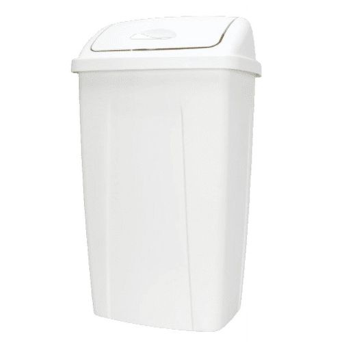 Mainstays 13 Gallon Trash Can, Plastic Swing Top Kitchen Trash Can, White