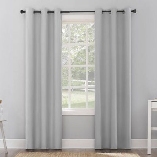 40"x84" Sun Zero 100% Blackout Cyrus Thermal Grommet Curtain Panel Silver: Modern Indoor Plain Weave Polyester