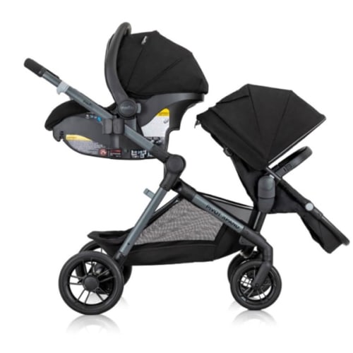 Evenflo Pivot Xpand Modular Travel System with LiteMax Infant Car Seat (Ayrshire Black)