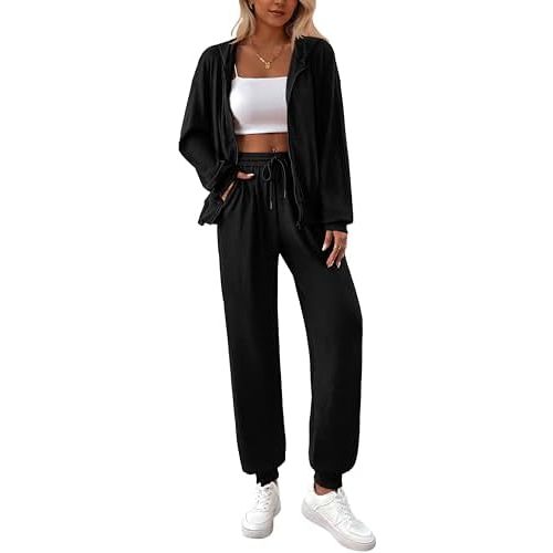 BTFBM Women 2 Piece Outfits 2025 Fall Sweatsuit Sets Zip Up Hoodie Sweatpants Tracksuit Lounge Matching Set