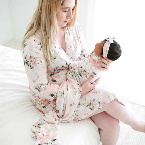 Swaddle & Headband Set | Vintage Pink Rose | Floral Baby Girl Swaddle