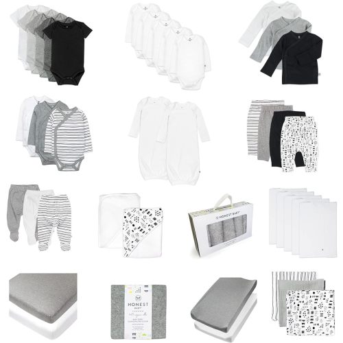 HonestBaby Unisex Baby 50-Piece Oh Baby Gift Set Newborn Essentials Gift Box Organic Cotton
