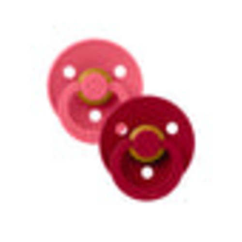 Colour Round Natural Rubber Latex Pacifier 2 Pack, Coral/Ruby – SpearmintLOVE
