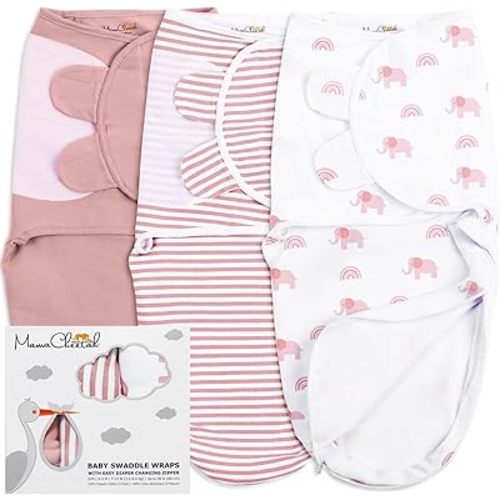 Mama Cheetah Baby Swaddle Blanket with Zipper, Newborn Swaddle Sack, Baby Swaddles Sleep Sack 0-3 Months, Baby Swaddle Wrap for Baby Boy & Girl, 3-Pack