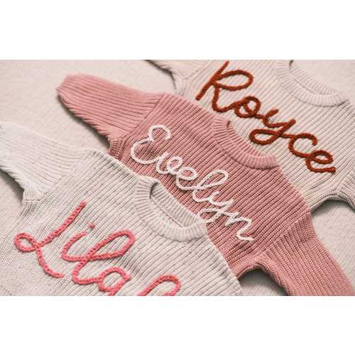 Personalized Baby Sweater with Hand-Embroidered Name & Monogram - A Precious Gift from Aunt for a Baby Girl-Christmas gift