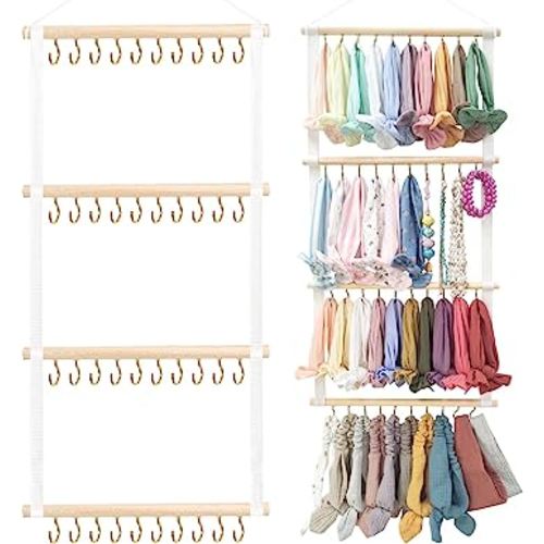 Headband Holder Head Bands Organizer for Girls, POVETIRE Baby Headbands Hair Accessories Organizer Storage Wall Hanging Decor for Nursery Toddler Girls Room