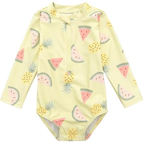 Gerber Baby-Girls Toddler Long Sleeve One Piece Rashguard Swimsuit - 6-9 Months - Yellow Fruit