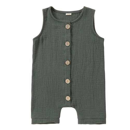 MICHLEY Baby Boys Girls Cotton Linen Summer Romper Sleeveless Infant Toddler Outfits Jumpsuit 0-24 Months (Machine Wash)