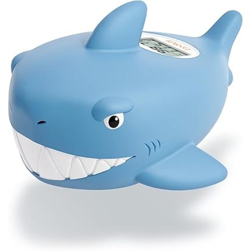 b&h Baby Bath Thermometer with Timer and Clock, Waterproof Floating Water Thermometer, Digital Safe Toddler Thermometer for Bathtub and Room, Accurate Temperature Readings, Shark