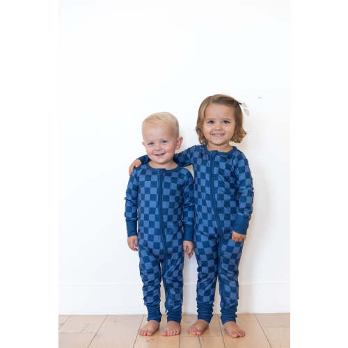NAVY CHECKER | ZIPPER ONE PIECE