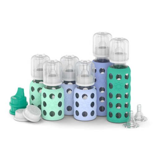 6-Glass Baby Bottle Starter Set - Mint Blanket Blueberry Kale