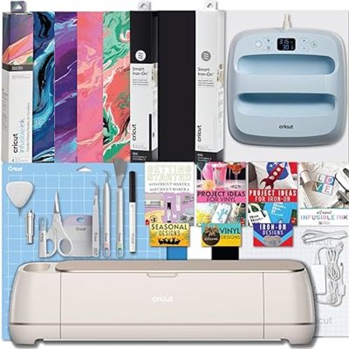 Cricut Maker 4 and Easy Press 3 Machine Combo Bundle - Craft Cutting Machine with Heat Press Machine (9 in x 9 in) and Iron-on Materials for DIY T-Shirts, Tote Bags and Hoodies, Sublimation Projects