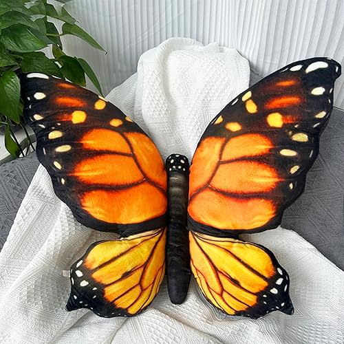 Butterfly Throw Pillow Stuffed Animal Plush, Butterfly Shaped Decoration Decorative Pillows for Couch Bed, Butterfly Gifts for Women 24.4" x 16.5", Yellow