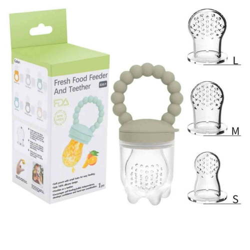 Baby Fruit Food Feeder Pacifier - Fresh Food Feeder, Infant Fruit Teething Teether Toy for 3-24 Months, 6 Pcs Silicone Pouches for Toddlers & Kids & Babies, 1-Pack