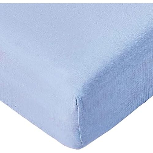Muslin Crib Sheets for Baby Boys Girls, Neutral Fitted Crib Mattress Sheet for Standard Crib and Toddler Mattress, Soft and Breathable Bed Covers, 28” x 52” (Sky Blue)